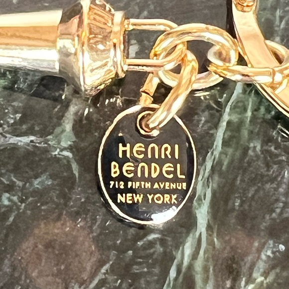 Henri Bendel Gold SPIKE and charm key ring with purse hook - Picture 9 of 10